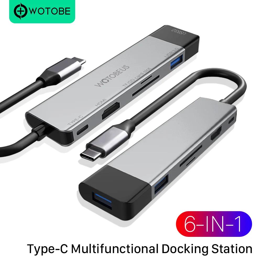 USB C  ŷ ̼  6-in-1Multi Ʈ  C ޺  MacBook iPad  HDMI 4K SD/TF ī ǵ  USB 3.0 Ʈ
